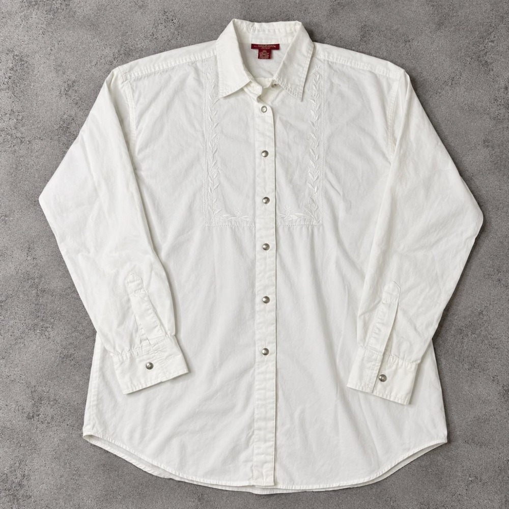 Vintage American Eagle Outfitters embroidered white button-up shirt, Medium.